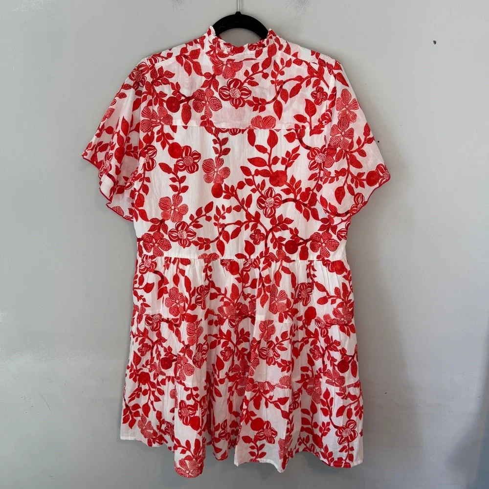 Ro's Garden Vibeka Short Floral Print Dress Large NWT Red White - Picture 5 of 10